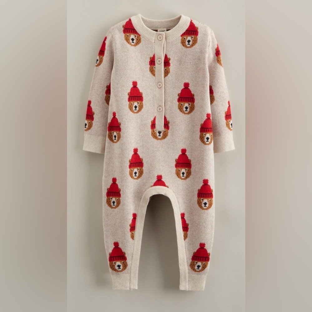 Tucker + Tate Bear Jacquard Cotton Sweater Romper
